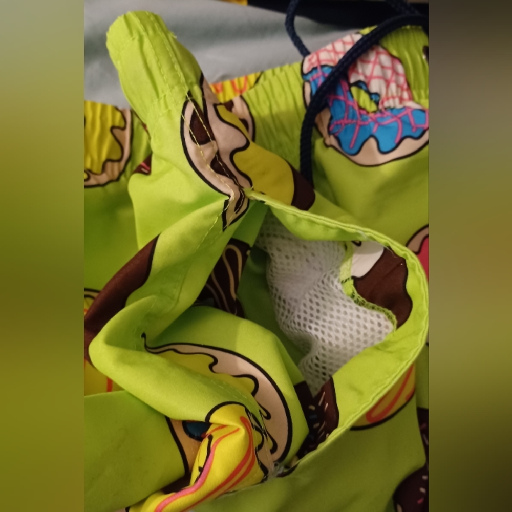 Donut Print Swim Trunks - Green - Picture 5 of 7